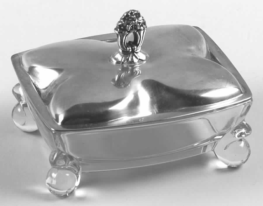 Eternally Yours (Silverplate, Hollowware) Crystal Cigarette Box with Silverplate Lid by International Silver-1
