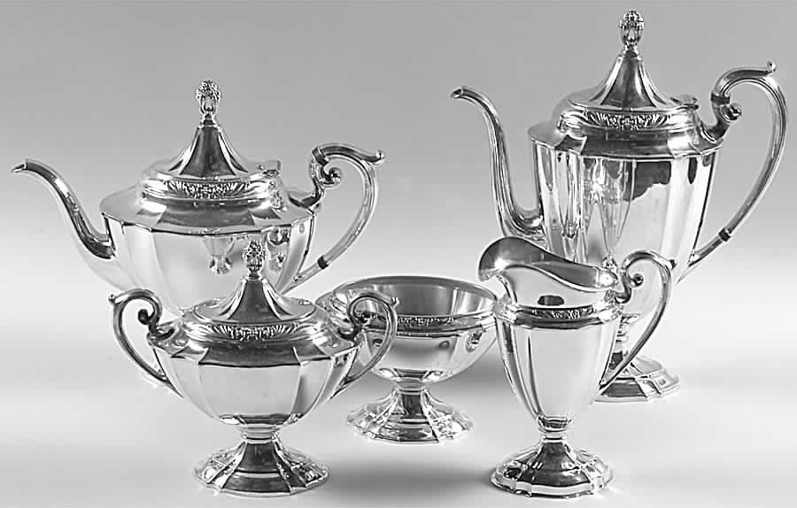 Eternally Yours (Silverplate, Hollowware) 5-Piece Plated Tea Set (with Waste) by International Silver-1