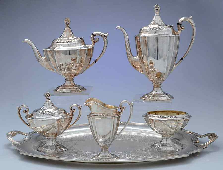 Eternally Yours (Silverplate, Hollowware) 6-Piece Plated Tea Set (Waste & Tray) by International Silver-1