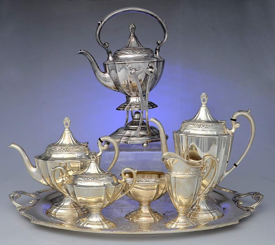 Eternally Yours (Silverplate, Hollowware) 7-Piece Plated Tea Set (w/ Waste, Kttle & Try) by International Silver-1