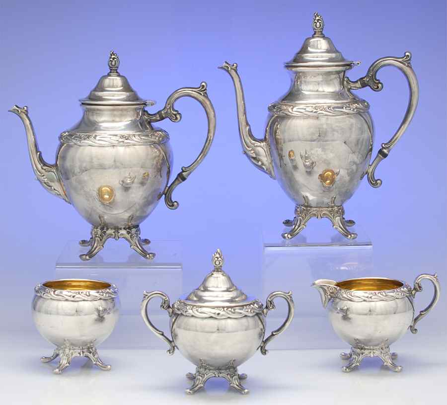 Exquisite (Silverplate, Hollowware) 5-Piece Plated Tea Set (with Waste) by International Silver-1