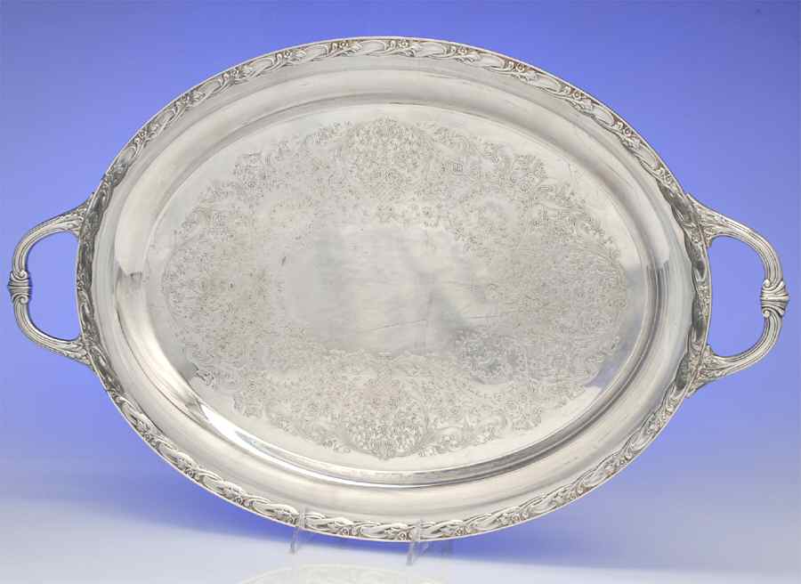 Exquisite (Silverplate, Hollowware) Large Silverplate Waiter Tray by International Silver-1