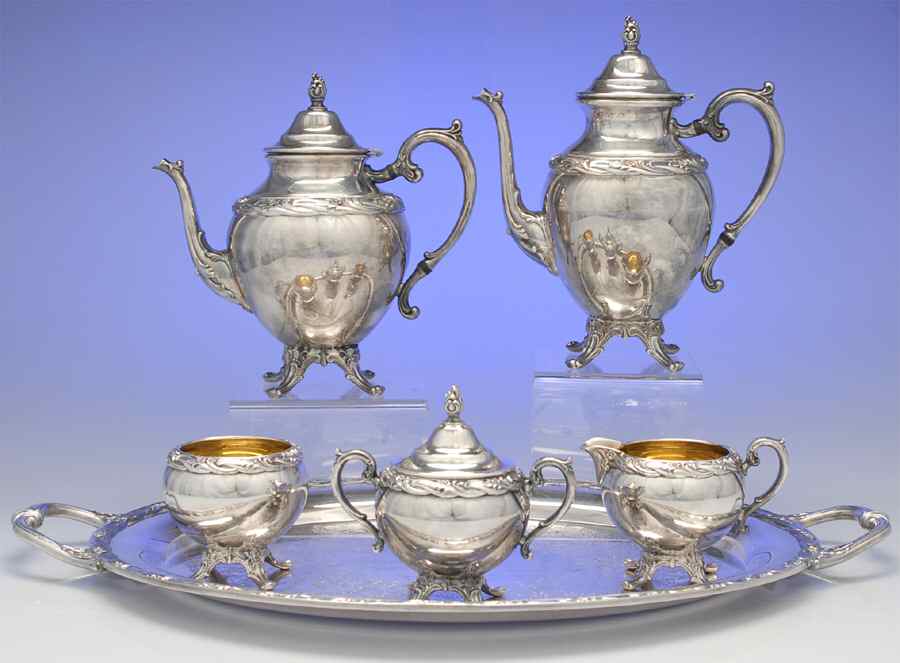 Exquisite (Silverplate, Hollowware) 6-Piece Plated Tea Set (Waste & Tray) by International Silver-1