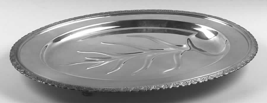 First Love (Silverplate, Hollowware) Large Plated Footed Meat Platter with Well by International Silver-1