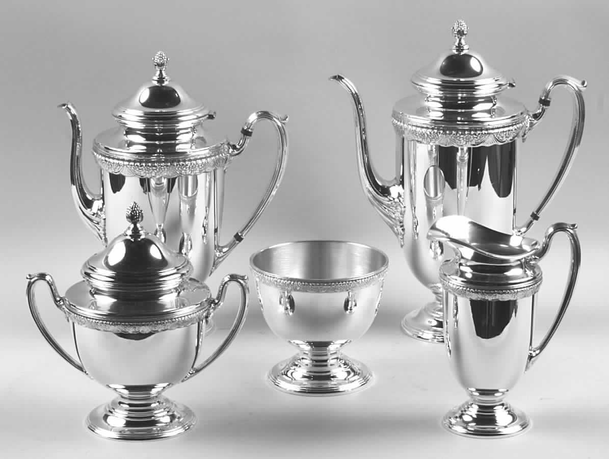 First Love (Silverplate, Hollowware) 5-Piece Plated Tea Set (with Waste) by International Silver-1