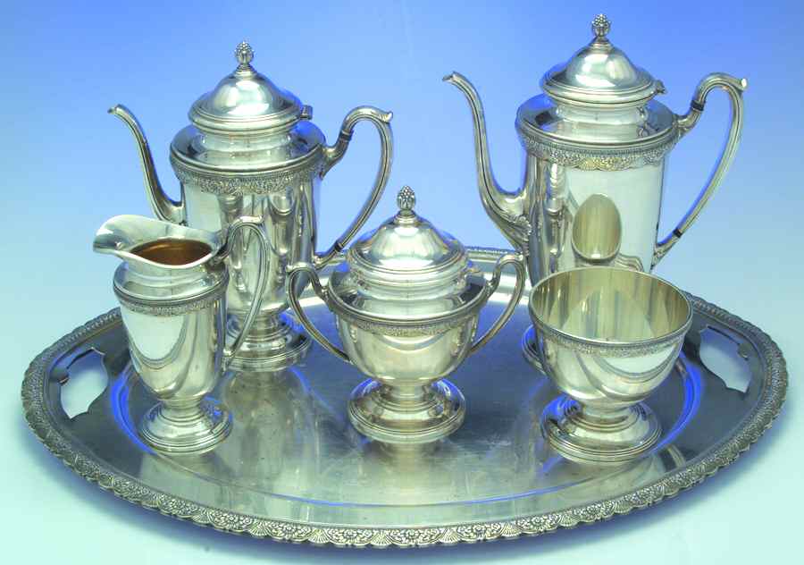 First Love (Silverplate, Hollowware) 6-Piece Plated Tea Set (Waste & Tray) by International Silver-1