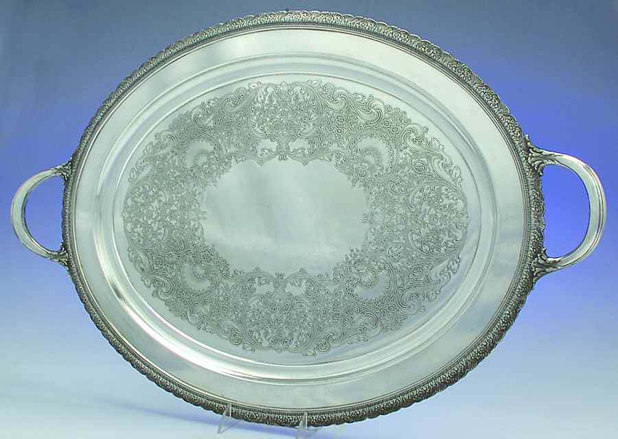 First Love (Silverplate, Hollowware) Large Silverplate Waiter Tray by International Silver-1