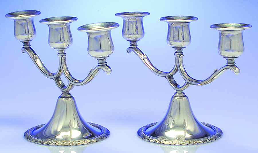 First Love (Silverplate, Hollowware) Pair of 3-Light Candelabra by International Silver-1