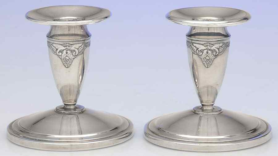 Guild-Cadence (Silverplate, Hollowware) Pair of 4" Console Candleholders by International Silver-1