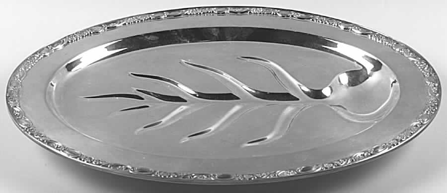 Victorian Rose (Silverplate, Hollowware) Medium Plated Meat Platter with Well by International Silver-1