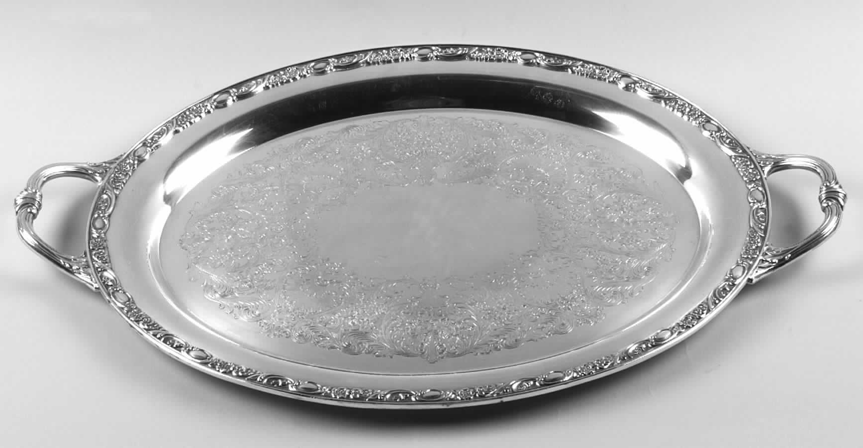 Victorian Rose (Silverplate, Hollowware) Silverplate Waiter Tray by International Silver-1