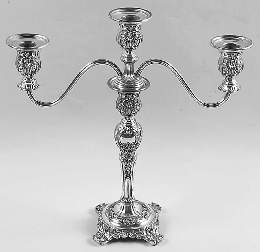 Victorian Rose (Silverplate, Hollowware) 12" 3 Light Candelabra by International Silver-1