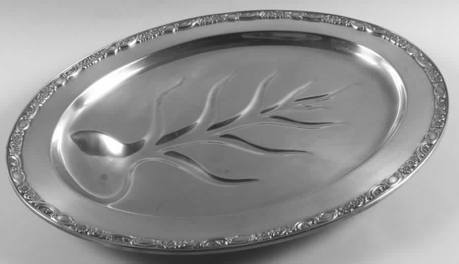 Victorian Rose (Silverplate, Hollowware) Large Plated Meat Platter with Well by International Silver-1