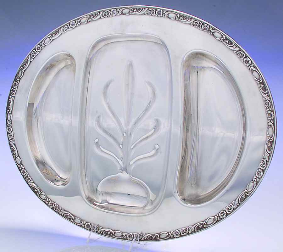 Victorian Rose (Silverplate, Hollowware) Large Plated Meat Platter-3 Part by International Silver-1