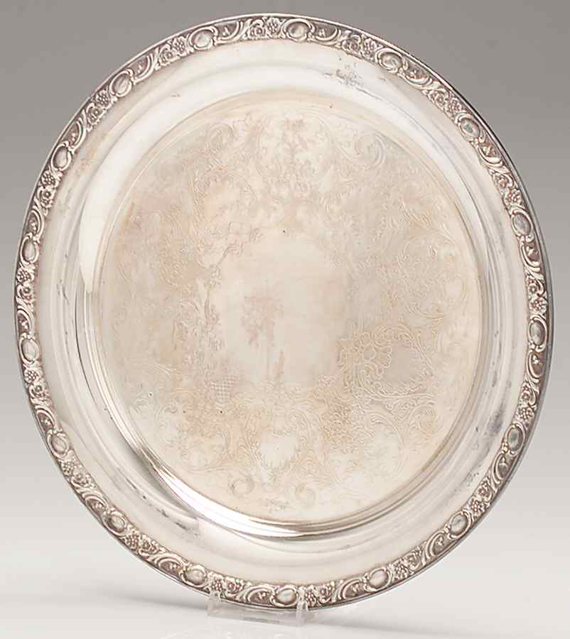 Victorian Rose (Silverplate, Hollowware) Small Round Silverplate Tray by International Silver-1