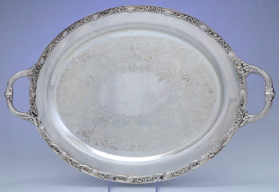 Victorian Rose (Silverplate, Hollowware) 17" Waiter Tray by International Silver-1