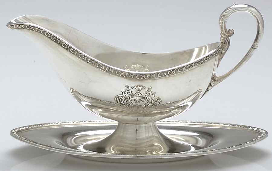 Triumph (Silverplate, 1925, Hollowware) Plated Gravy Boat with Attached Underplate by International Silver-1