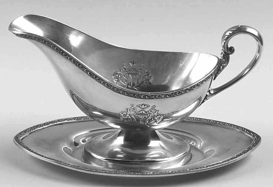 Triumph (Silverplate, 1925, Hollowware) Plated Gravy Boat with Attached Underplate by International Silver-1
