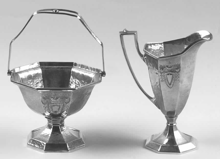 Heraldic (Silverplate, Hollowware) Plated Mini Creamer and Open Sugar by International Silver-1