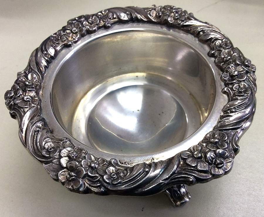 Heritage (Silverplate, Hollowware) Open Salt Master-W/Cobalt Liner by International Silver-1