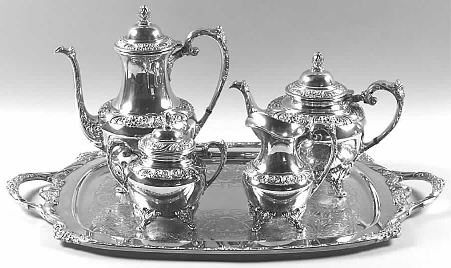 Heritage (Silverplate, Hollowware) 5-Piece Silverplate Tea Set (with Tray) by International Silver-1