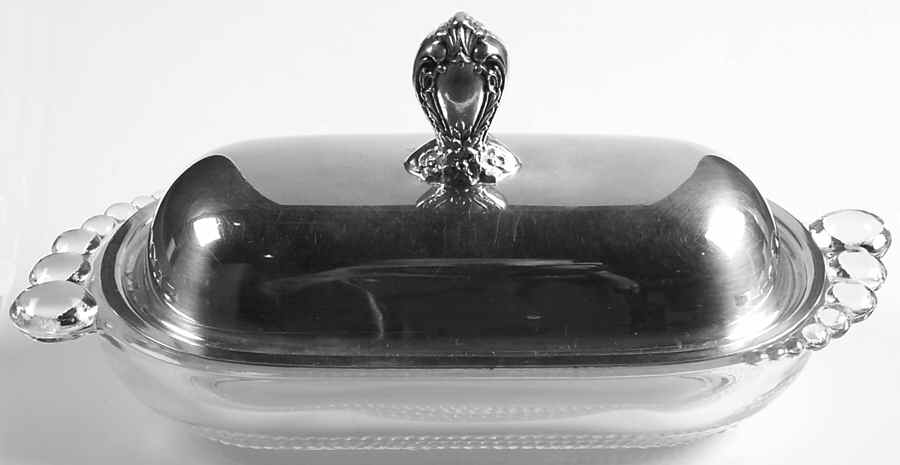 Heritage (Silverplate, Hollowware) Crystal Butter with Silverplate Lid by International Silver-1