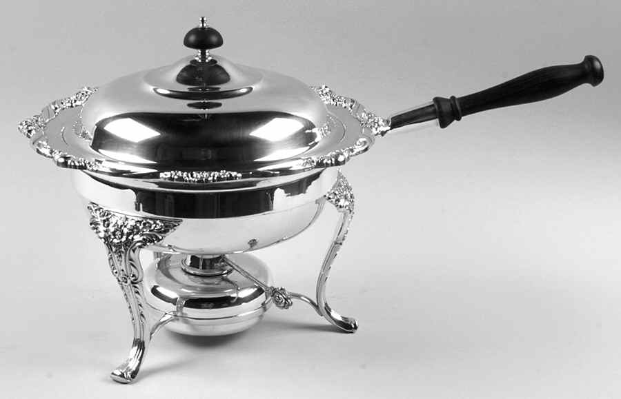 Heritage (Silverplate, Hollowware) Chafing Dish W/Lid, Liner, Stand & Burner by International Silver-1