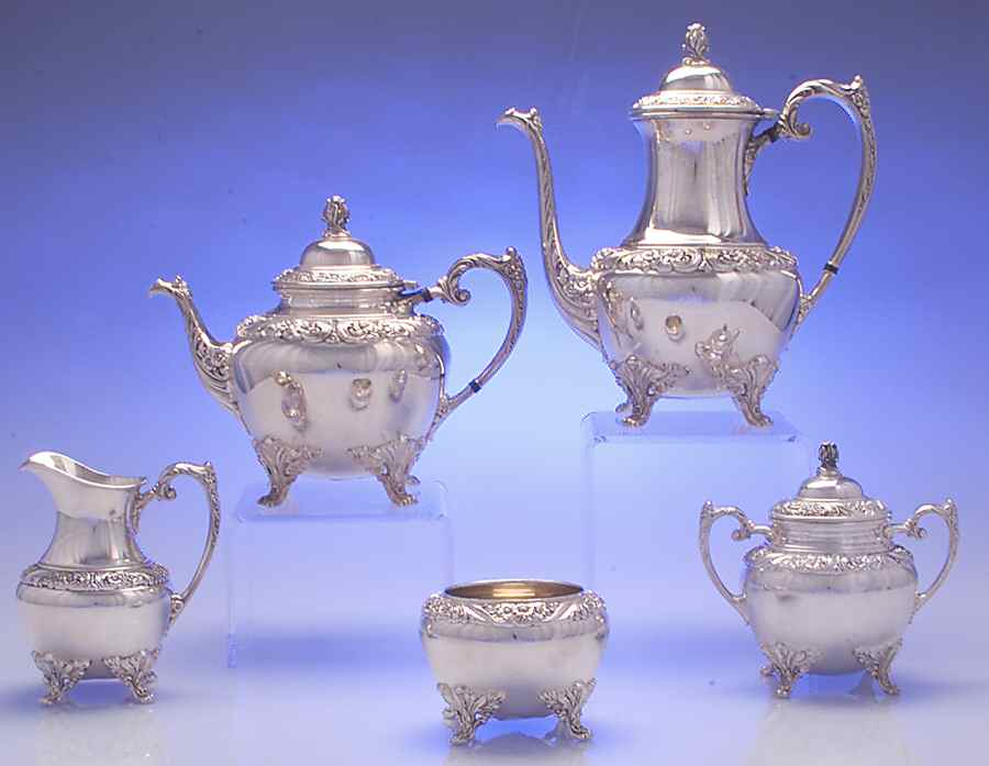Heritage (Silverplate, Hollowware) 5-Piece Plated Tea Set (with Waste) by International Silver-1