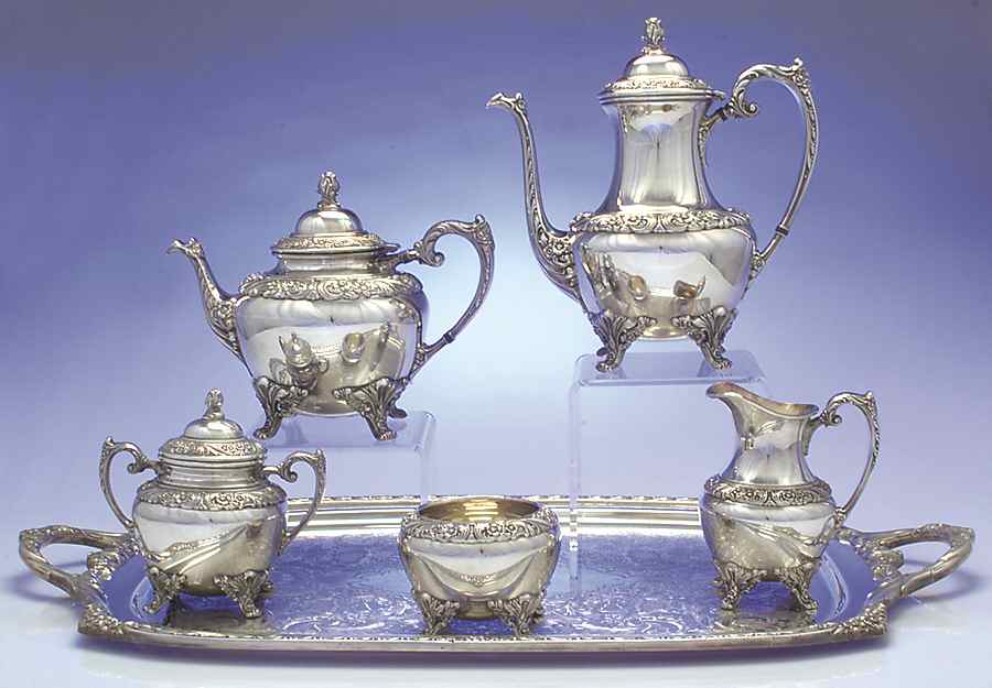 Heritage (Silverplate, Hollowware) 6-Piece Plated Tea Set (Waste & Tray) by International Silver-1