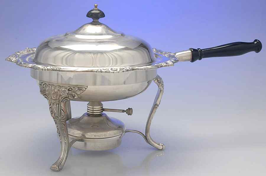 Heritage (Silverplate, Hollowware) Chafing Dish W/Lid, Burner, Stand-No Liner by International Silver-1
