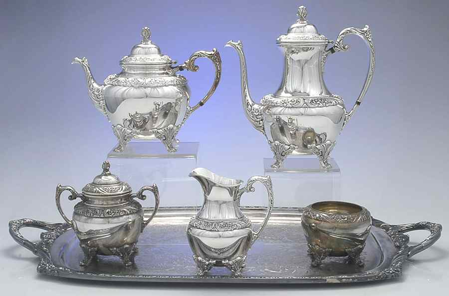 Heritage (Silverplate, Hollowware) 6 Piece Tea Set (PCP, PTP, PCR, PSU, PWB, WT24) by International Silver-1