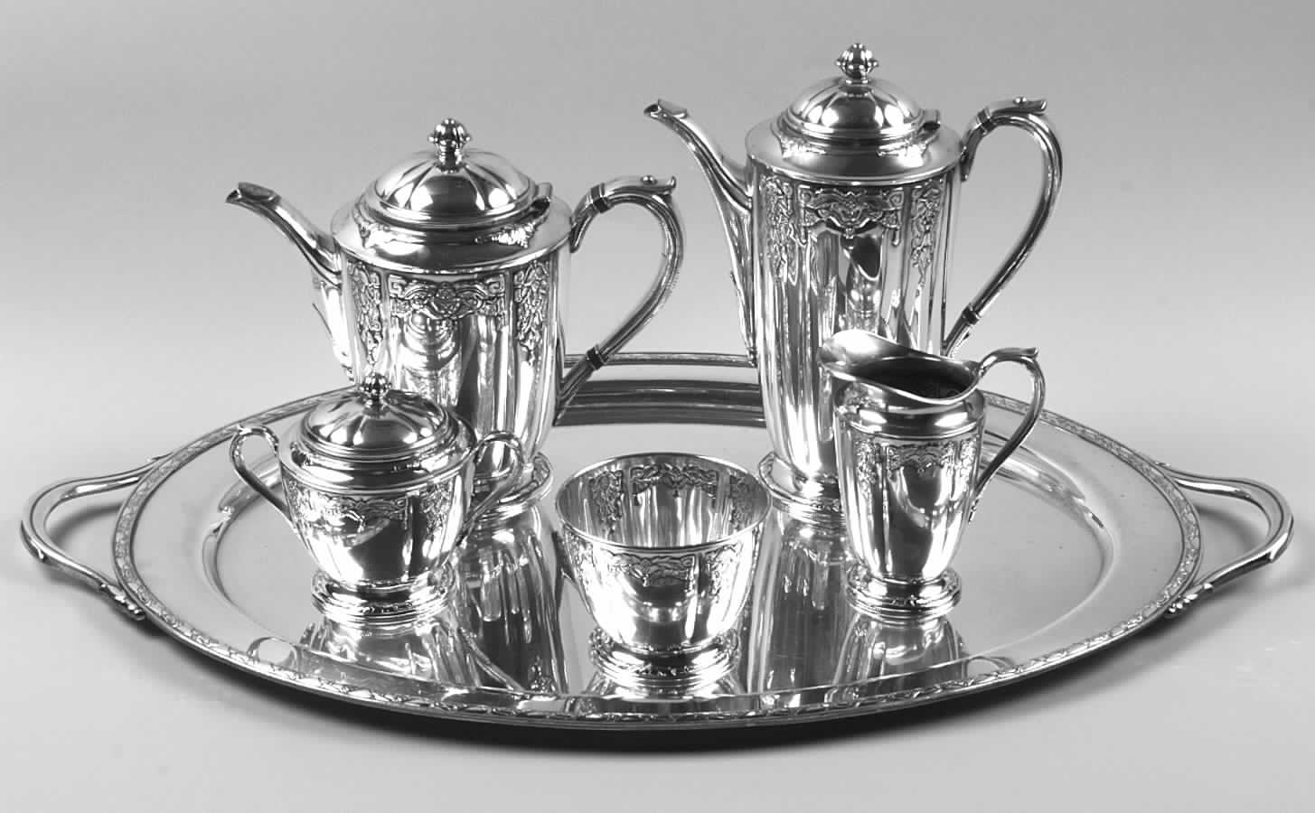 Her Majesty (Silverplate, Hollowware) 6-Piece Plated Tea Set (Waste & Tray) by International Silver-1