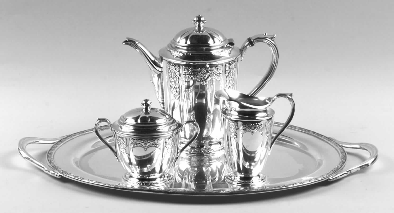 Her Majesty (Silverplate, Hollowware) 3-Piece Coffee Set and Tray by International Silver-1