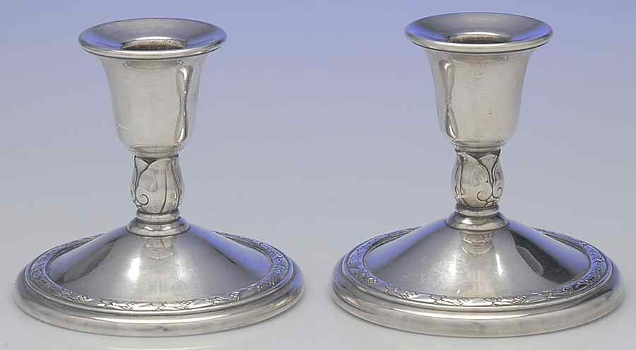Her Majesty (Silverplate, Hollowware) Pair of 4" Console Candleholders by International Silver-1