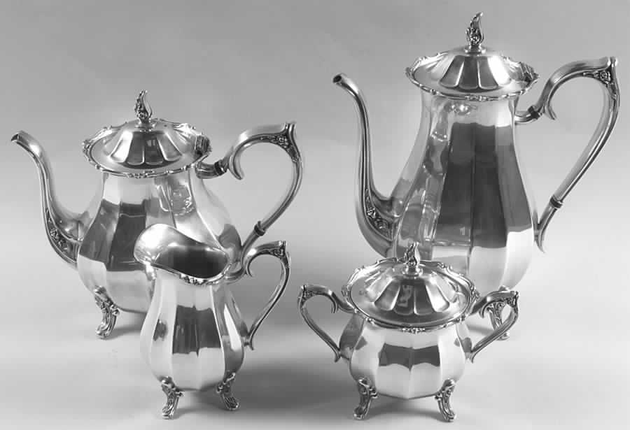 Magic Rose (Silverplate, Hollowware) (4 Piece) Silverplate Tea Set by International Silver-1