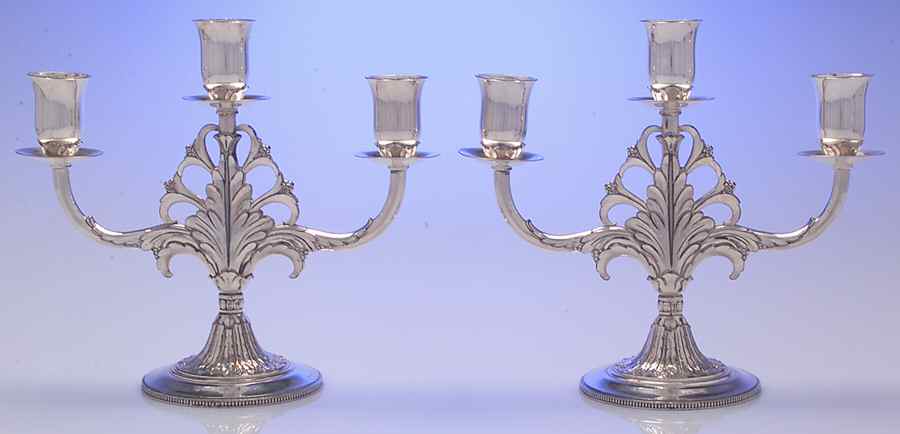 Marquise (Silverplate, Hollowware) Pair of 3-Light Candelabra by International Silver-1