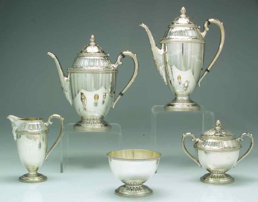 Marquise (Silverplate, Hollowware) 5-Piece Plated Tea Set (with Waste) by International Silver-1