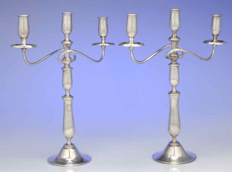 Springtime (Silverplate, Hollowware) Pair of 16" 3 Light Candelabra by International Silver-1
