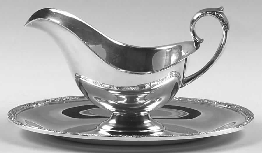 Primrose II (Silverplate, Hollowware) Plated Gravy Boat with Attached Underplate by International Silver-1