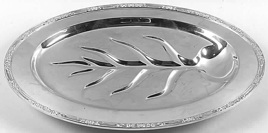 Primrose II (Silverplate, Hollowware) Medium Plated Meat Platter with Well by International Silver-1