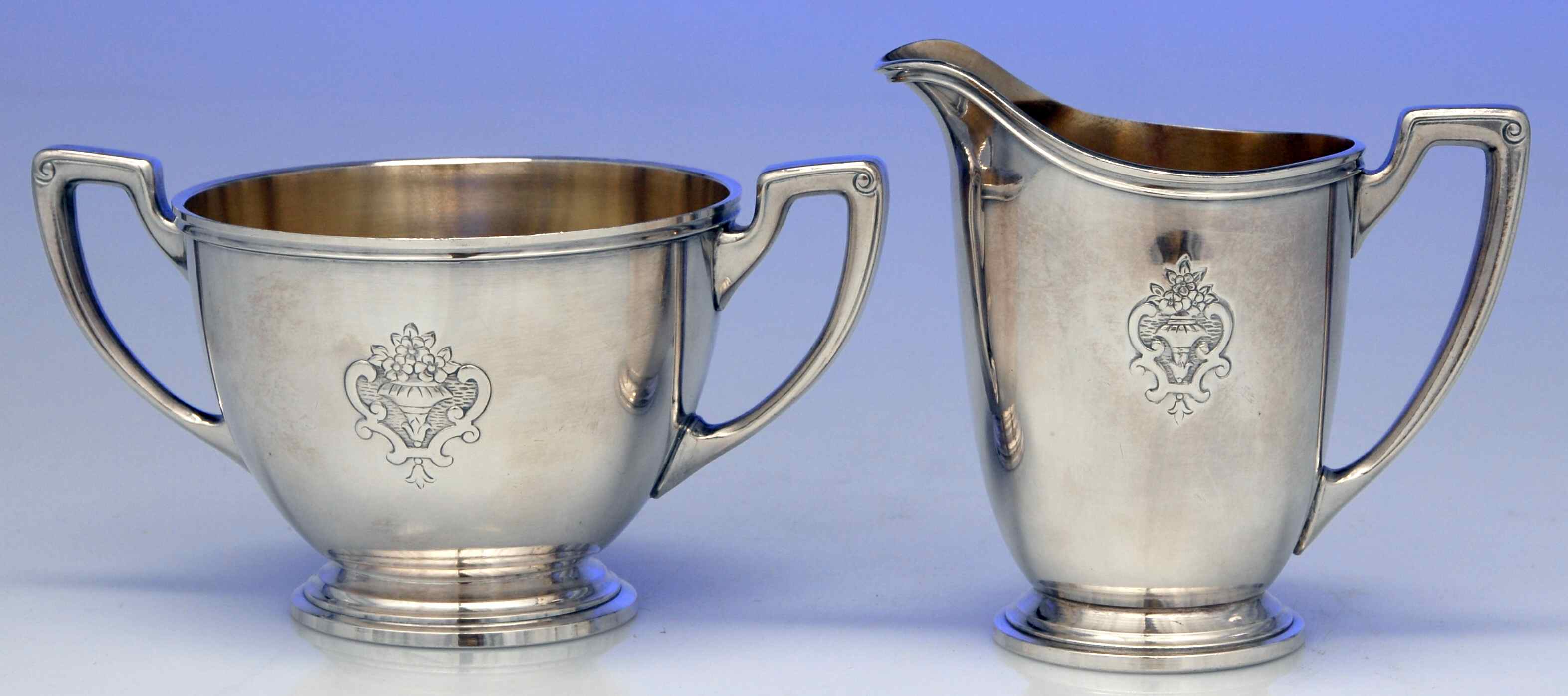 Princess-Lady Doris (Silverplate, Hollowware) Plated Mini Creamer and Open Sugar by International Silver-1