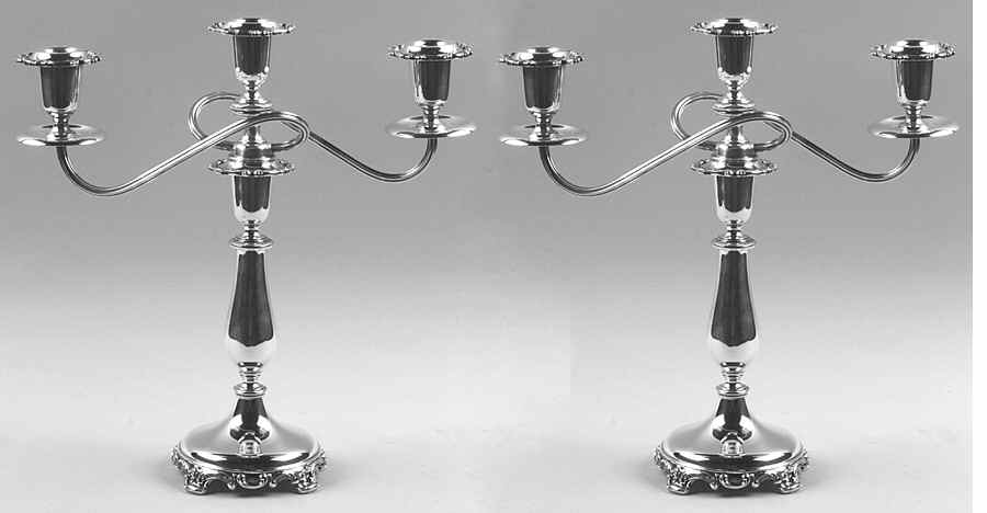 Reflection (Silverplate, Hollowware) Pair of Large 3-Light Candelabra by International Silver-1