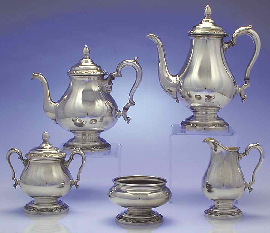Remembrance (Silverplate, Hollowware) 5-Piece Plated Tea Set (with Waste) by International Silver-1