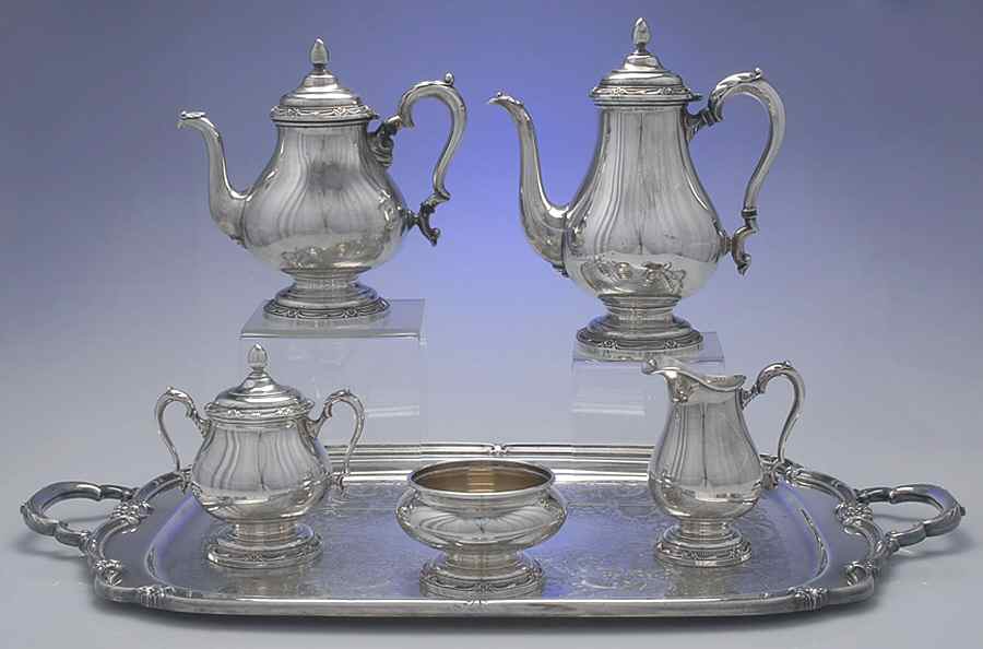 Remembrance (Silverplate, Hollowware) 6-Piece Plated Tea Set (Waste & Tray) by International Silver-1