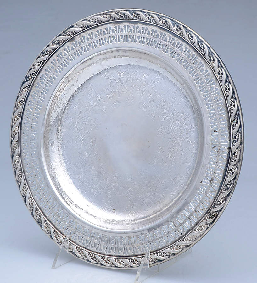 Spring Flower (Silverplate, Hollowware) 10" Pierced Round Tray by International Silver-1