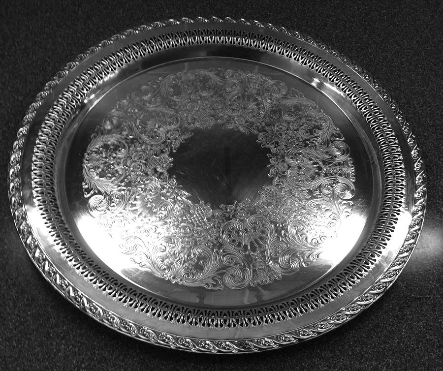 Spring Flower (Silverplate, Hollowware) 15" Pierced Round Tray by International Silver-1