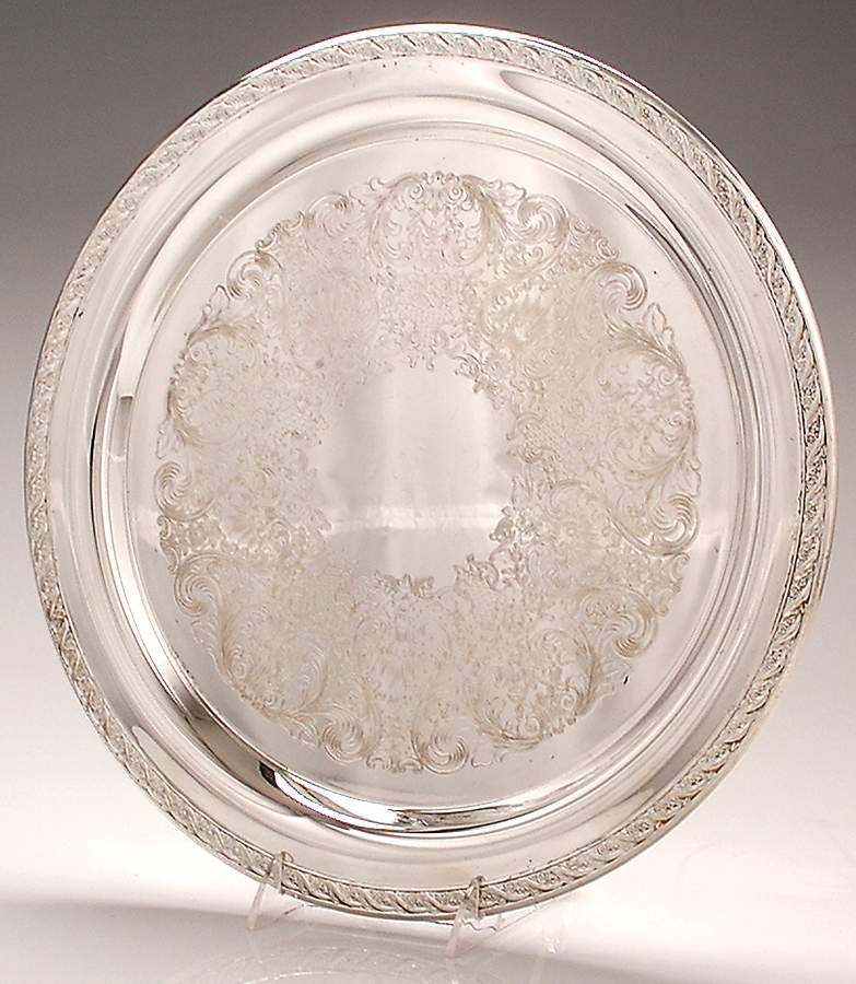 Spring Flower (Silverplate, Hollowware) 15" Round Tray by International Silver-1