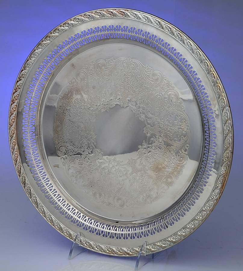 Spring Flower (Silverplate, Hollowware) 12" Round Tray by International Silver-1