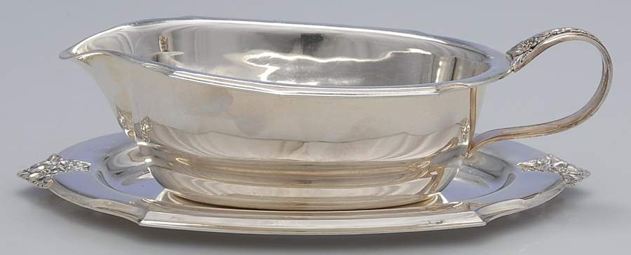 Spring Garden (Silverplate, Hollowware) Plated Gravy Boat & Underplate by International Silver-1
