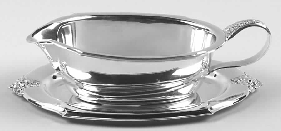 Spring Garden (Silverplate, Hollowware) Plated Gravy Boat & Underplate by International Silver-1
